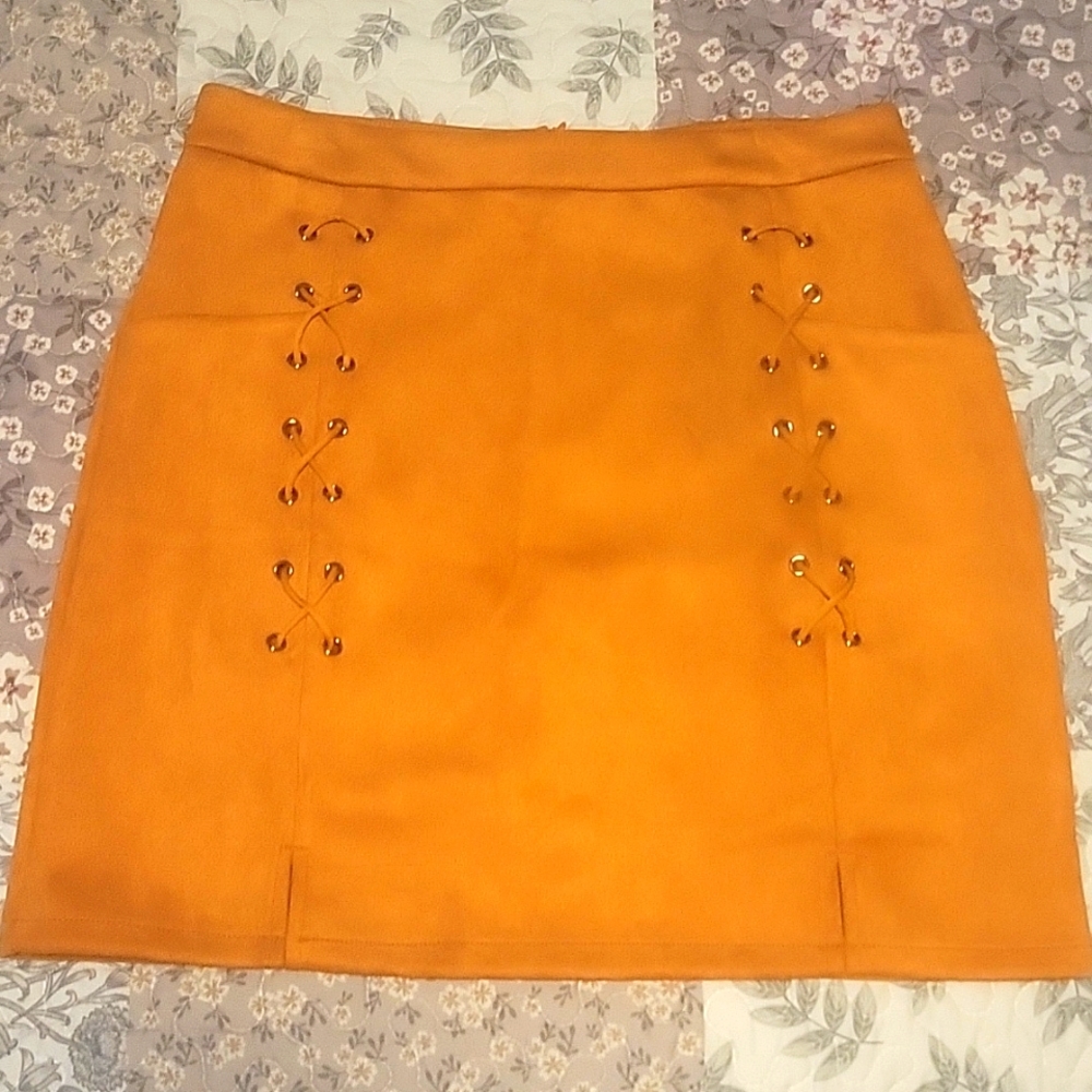 Faux Suede Camel Skirt NWOT